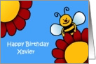 bee and flowers birthday Xavier card