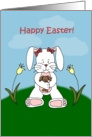 Girl easter bunny sitting on hill card