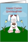 Girl easter bunny sitting on hill to goddaughter card