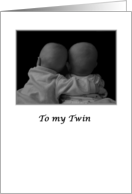 twins hugging baby birthday card