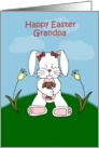 Girl easter bunny sitting on hill to grandpa card