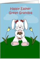 Girl easter bunny sitting on hill to great grandpa card