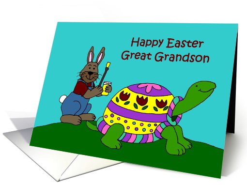 Colorful Easter turtle great grandson card (575056)