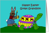 Colorful Easter turtle great grandson card
