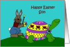 Colorful Easter turtle son card