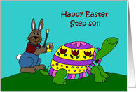 Colorful Easter turtle step son card