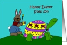 Colorful Easter turtle step son card