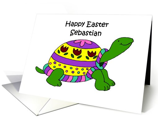 Colorful Easter turtle sebastian card (575070)