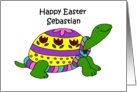 Colorful Easter turtle sebastian card