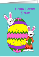 Bunnies with easter egg for uncle card