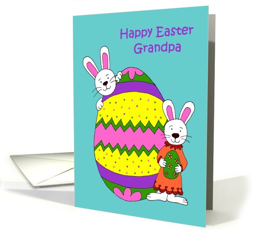 Bunnies with easter egg for grandpa card (577002)