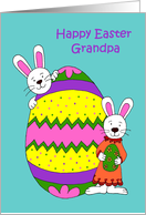 Bunnies with easter egg for grandpa card