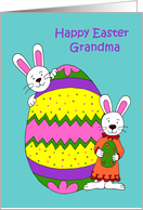 Bunnies with easter egg for grandma card