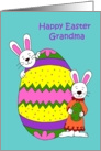 Bunnies with easter egg for grandma card