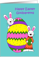 Bunnies with easter egg for godparents card