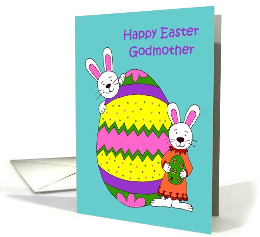 Bunnies with easter egg for godmother card (577007)