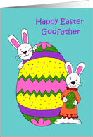 Bunnies with easter egg for godfather card