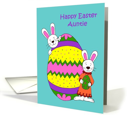 Bunnies with easter egg for aunt card (577009)
