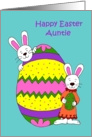 Bunnies with easter egg for aunt card