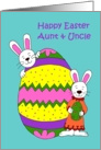 Bunnies with easter egg for aunt and uncle card