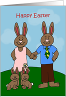 Bunny family sending easter wishes card