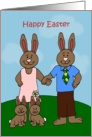 Bunny family sending easter wishes card