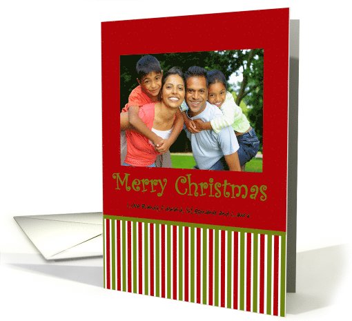 Red and green stripes christmas photo card (710107)