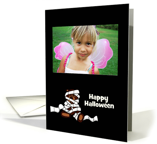 Bear wrapped like mummy halloween photo card (851787)