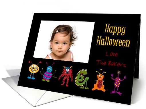 Cartoon monsters halloween photo card (852746)