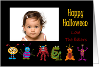 Cartoon monsters halloween photo card