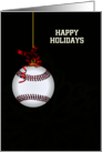 Hanging Baseball Ornament on Green Back Blank Inside card