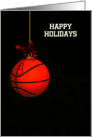 Hanging Basketball Ball Christmas Tree Ornament on Green Back card