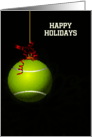 Hanging Tennis Ball Ornament with Red Bow Custom Text card