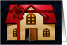 Real Estate House Wrapped in Red Gift Bow Happy Holidays card