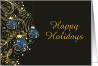 Gold and Blue Christmas Tree Ornaments Custom Text Blank Inside card