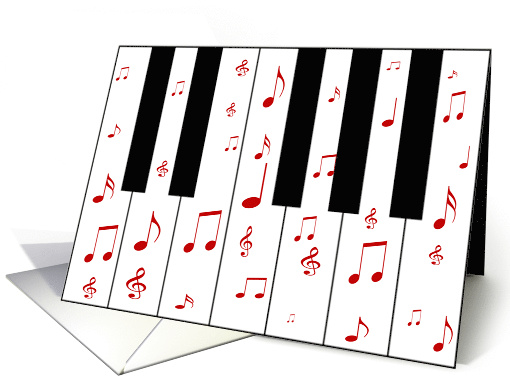 Piano Keys and Music Notes Happy Holidays card (317774)