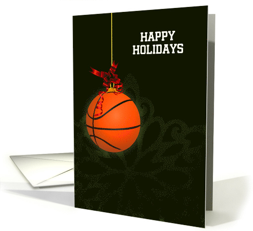 Hanging Basketball Ball Christmas Tree Ornament on Green Back card