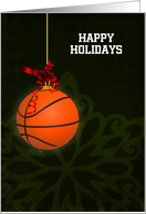 Hanging Basketball Ball Christmas Tree Ornament on Green Back card