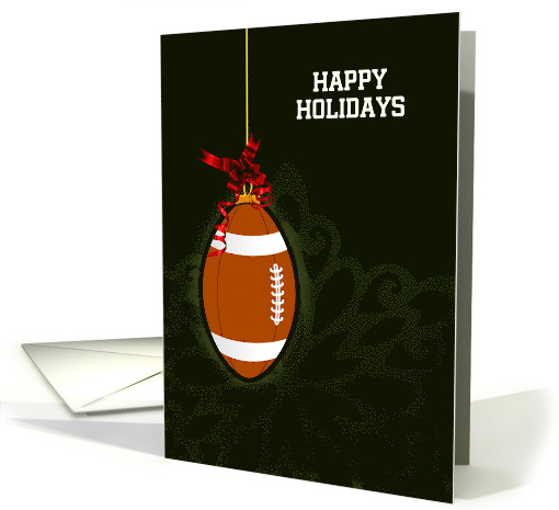 Hanging Football Ball Ornament with Red Bow on Green Back... (876210)