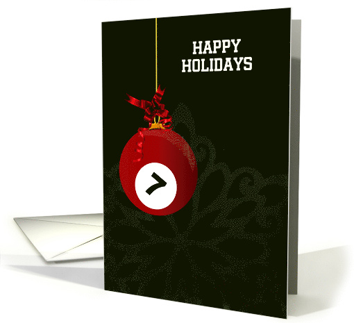 Hanging Red Billiard Ball Ornament with Red Bow Custom Text card