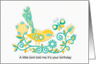 Little Bird Birthday in Yellow card