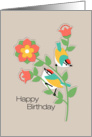 Bird and Flower Birthday card