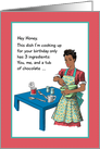 Black Retro Housewife Cooking Up Sexy Birthday card