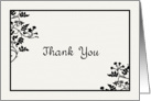 Cream and Black Vines and Leaves Thank You Blank Inside card