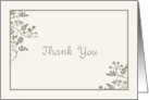 Cream and Black PIn Stripes with Vines & Leaves Thank You Blank Inside card