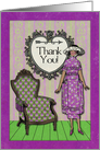 Thank You Vintage Lady with Floral Patterns card