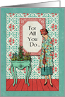 For All You Do Thank You Vintage Lady with Floral Patterns card