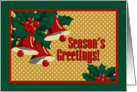 Aged Vintage Christmas Bells with Retro Season’s Greetings card