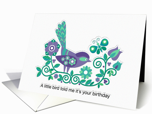 Little Bird Birthday in Purple card (1044139)