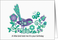 Little Bird Birthday in Purple card